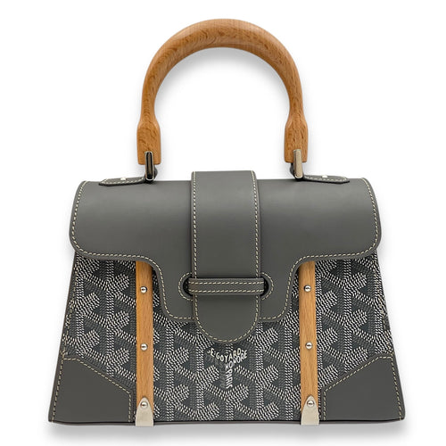 Saigon Structured Mini Grey Crossbody Bag in Goyardine canvas, beech handle Silver hardware CL2503-10636 1
