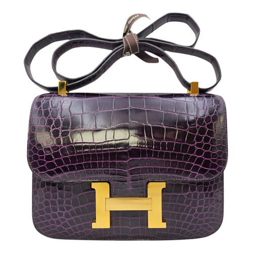 Constance 24 Amethyst in Shiny Alligator Gold hardware