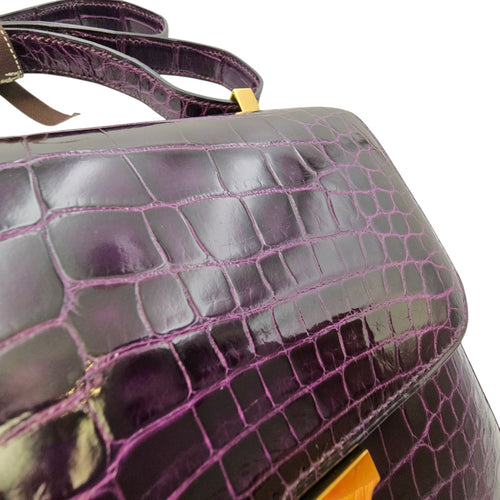 Constance 24 Amethyst in Shiny Alligator Gold hardware