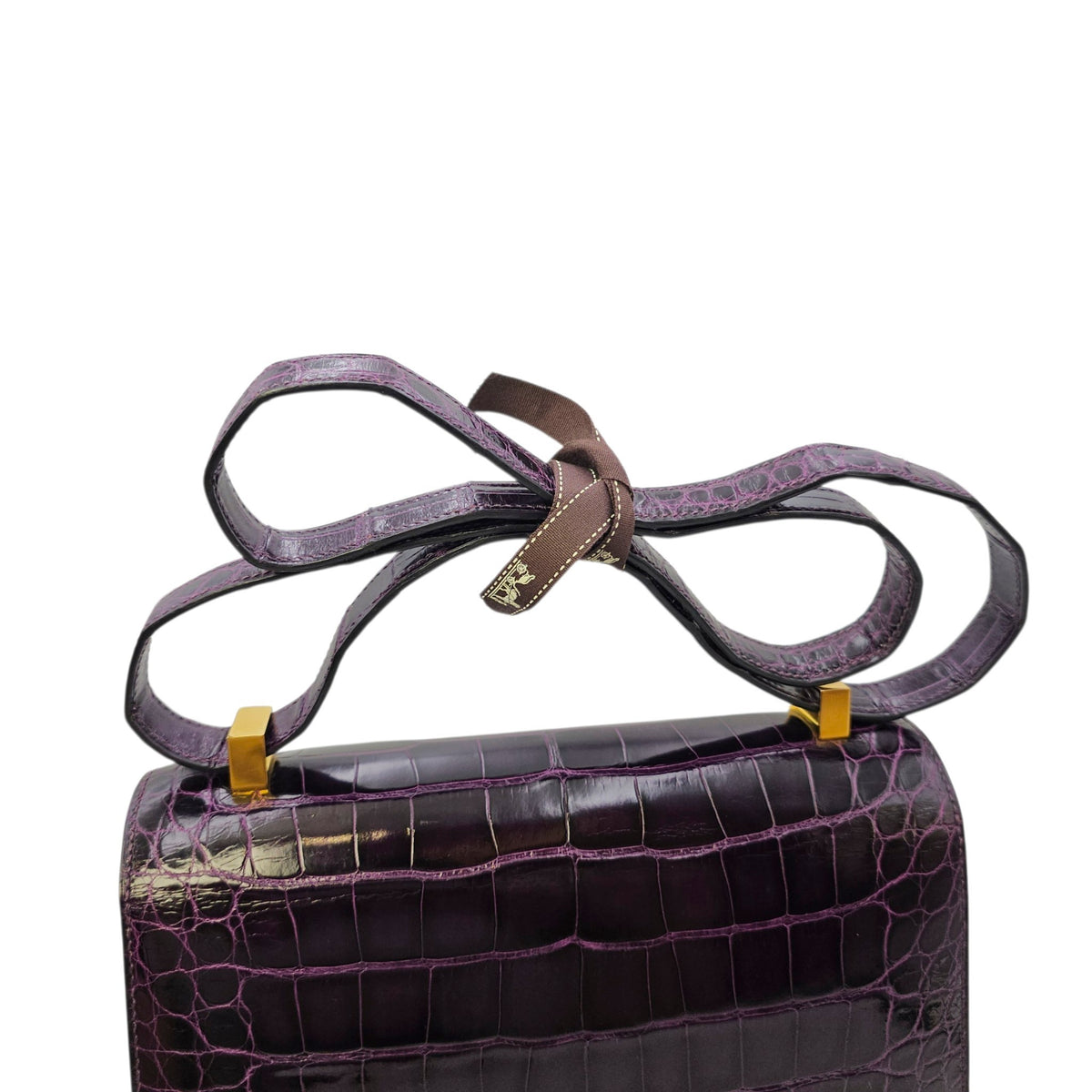 Constance 24 Amethyst in Shiny Alligator Gold hardware