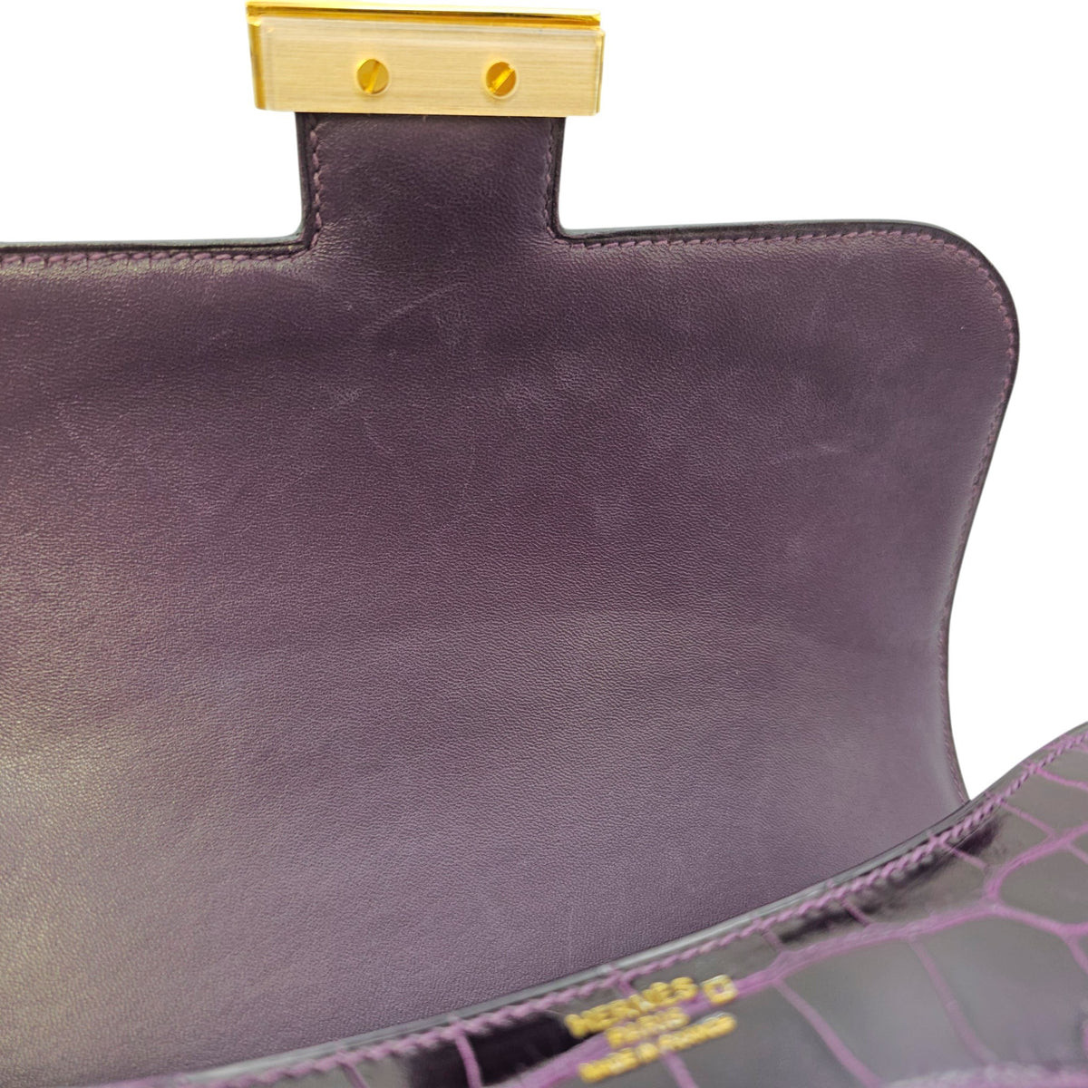 Constance 24 Amethyst in Shiny Alligator Gold hardware