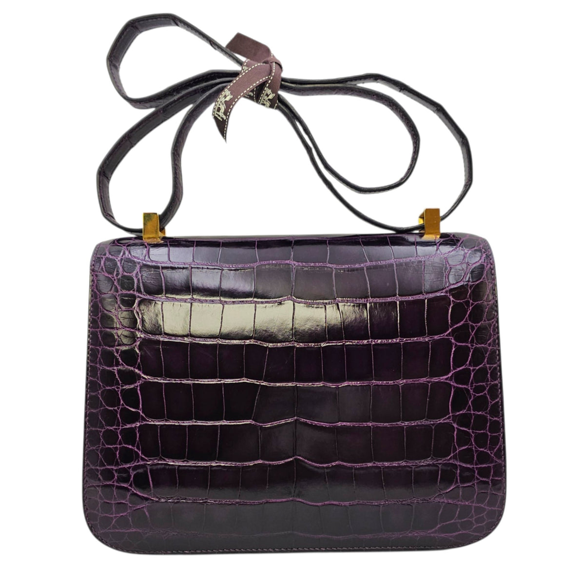 Constance 24 Amethyst in Shiny Alligator Gold hardware