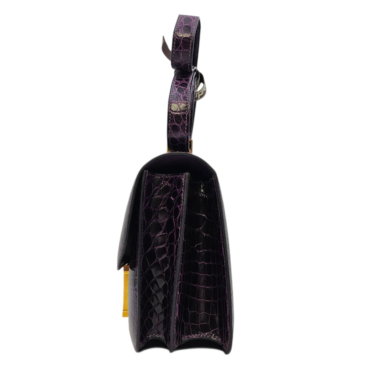 Constance 24 Amethyst in Shiny Alligator Gold hardware