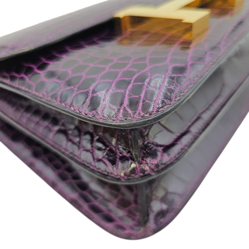 Constance 24 Amethyst in Shiny Alligator Gold hardware