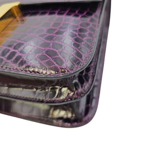 Constance 24 Amethyst in Shiny Alligator Gold hardware