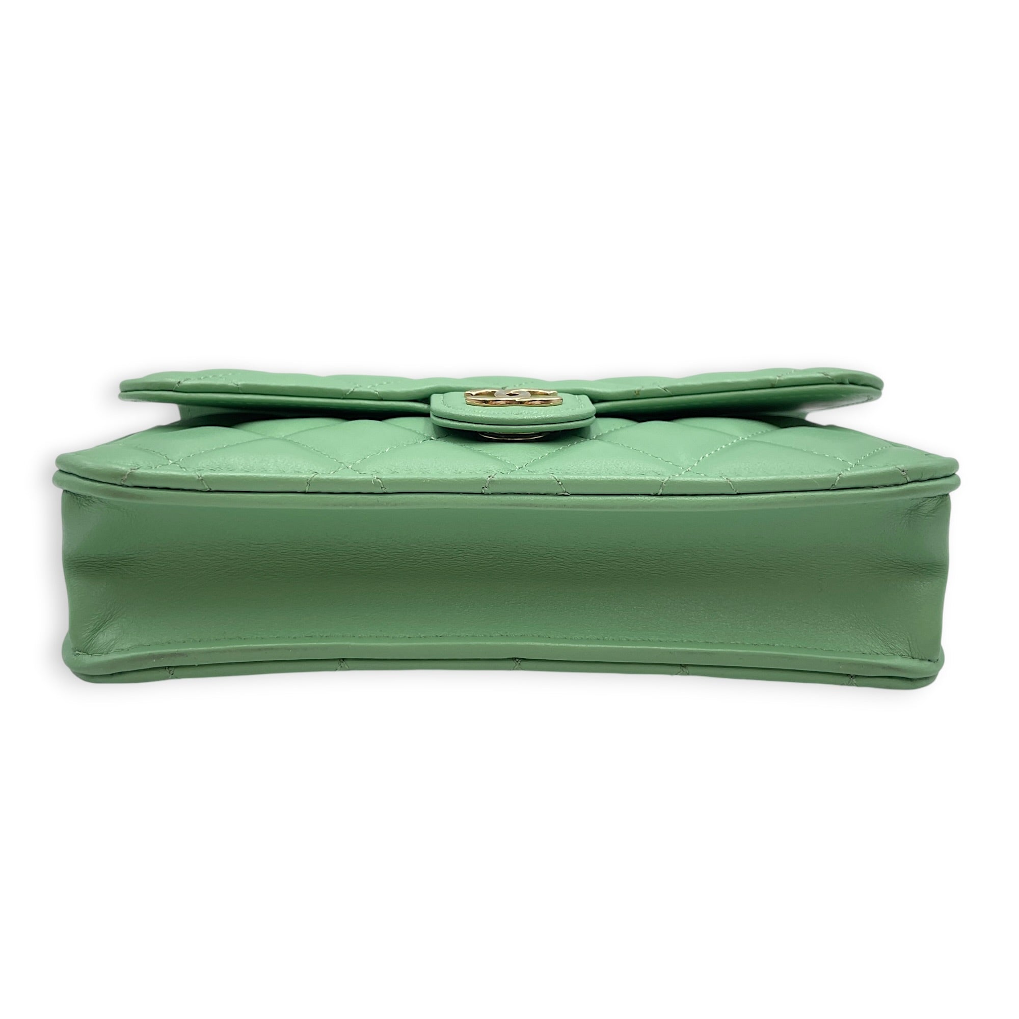 Top Handle Mini Apple Green  Crossbody Bag in Lambskin Gold hardware