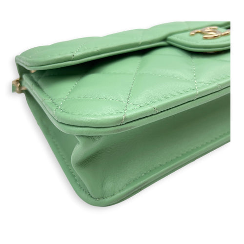 Top Handle Mini Apple Green  Crossbody Bag in Lambskin Gold hardware
