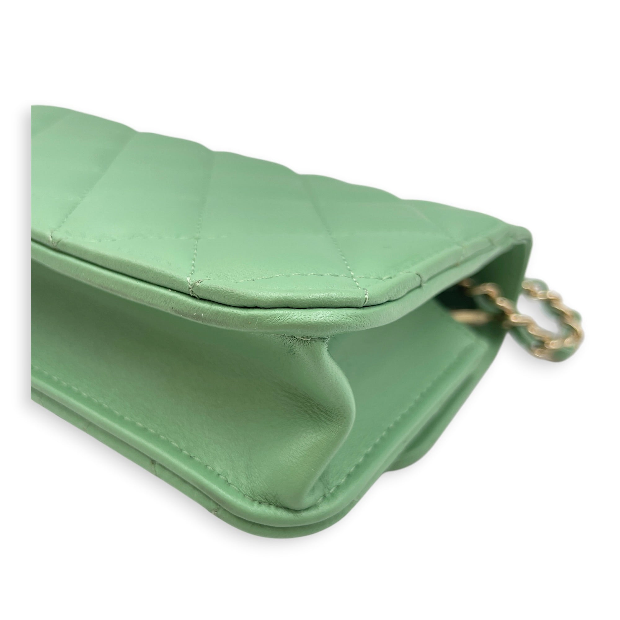 Top Handle Mini Apple Green  Crossbody Bag in Lambskin Gold hardware