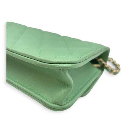 Top Handle Mini Apple Green  Crossbody Bag in Lambskin Gold hardware