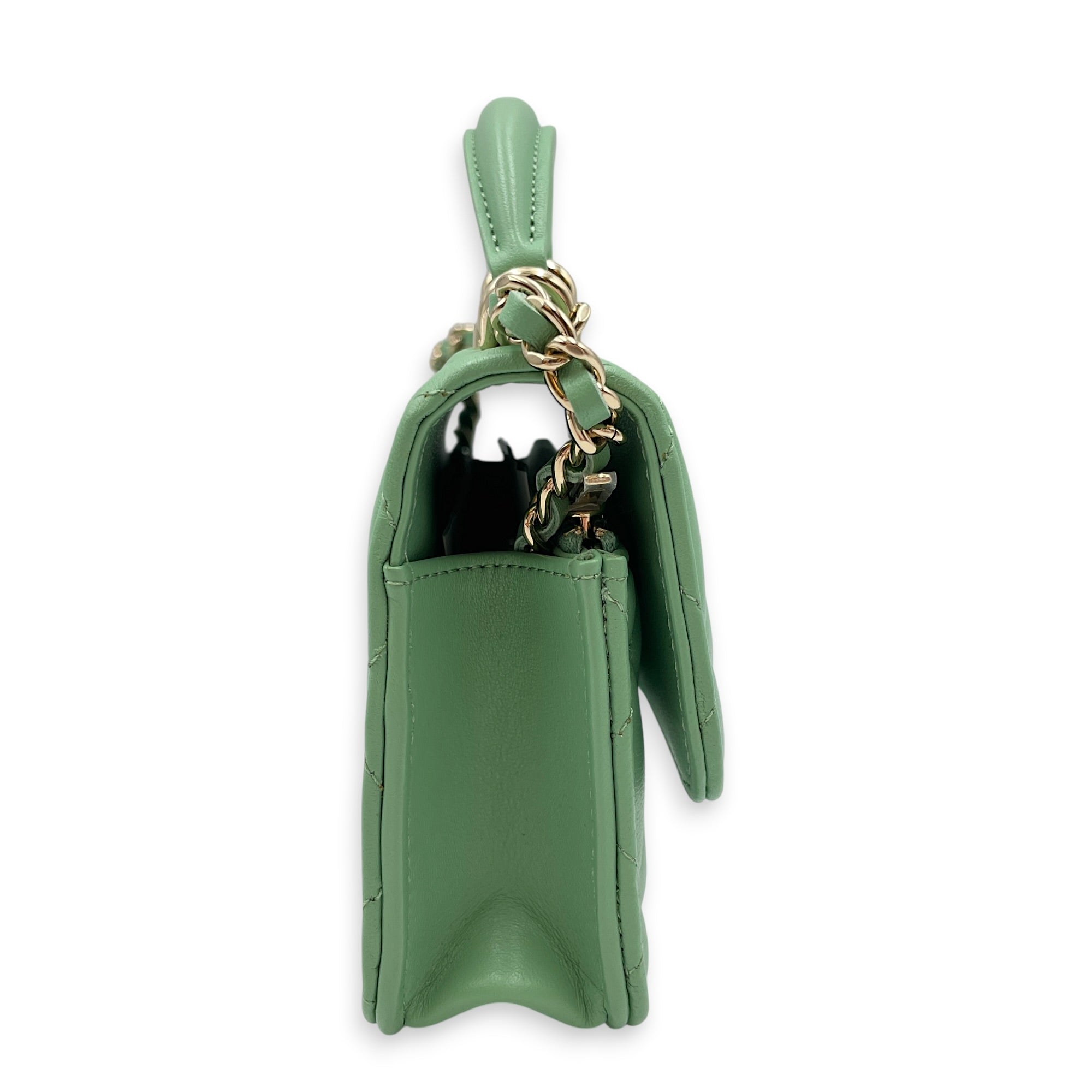 Top Handle Mini Apple Green  Crossbody Bag in Lambskin Gold hardware