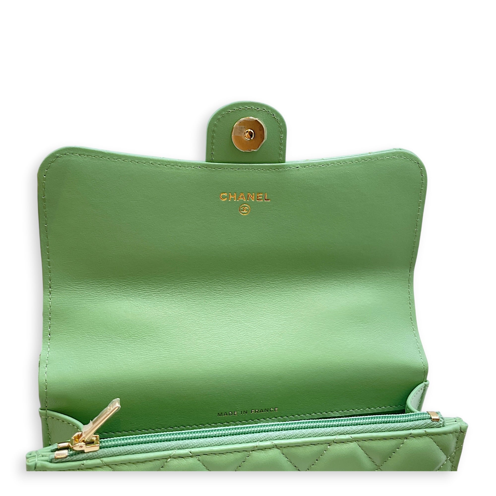 Top Handle Mini Apple Green  Crossbody Bag in Lambskin Gold hardware