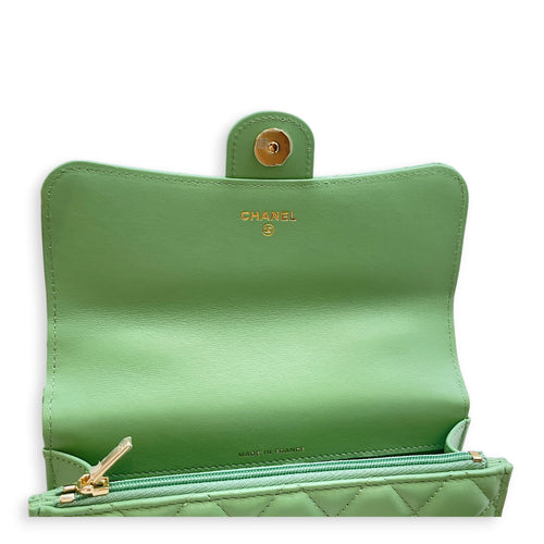 Top Handle Mini Apple Green  Crossbody Bag in Lambskin Gold hardware