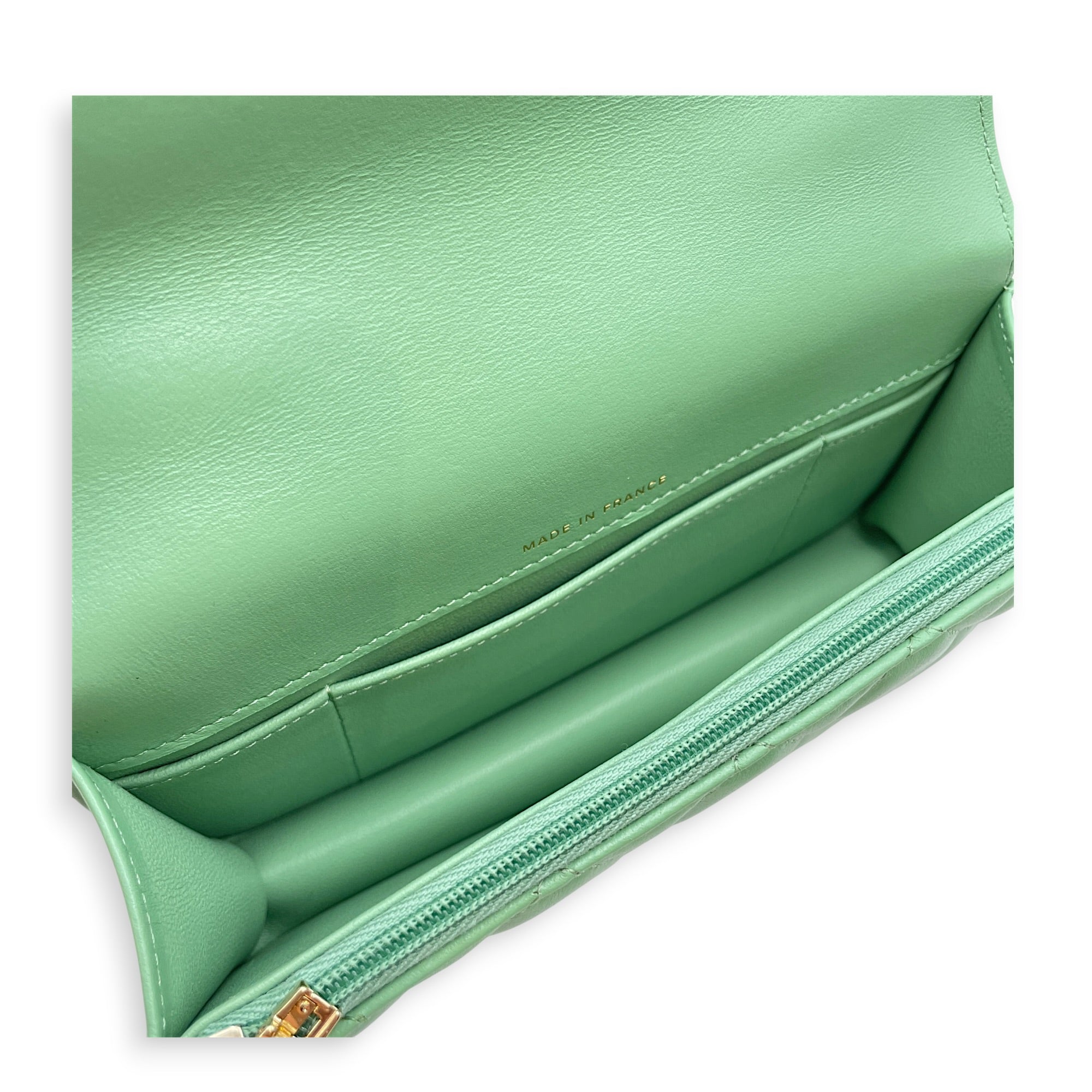 Top Handle Mini Apple Green  Crossbody Bag in Lambskin Gold hardware