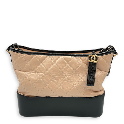 Gabrielle  Medium Beige Crossbody Bag in Distressed Leather Tri tone hardware CL2508-14746 1