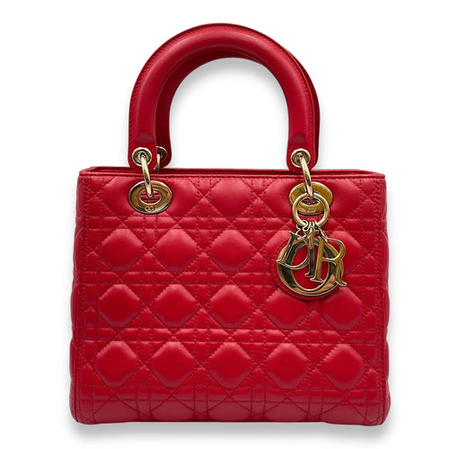 Lady Dior Medium Lambskin Others Red Top Handle Bag in Lambskin Gold hardware CL2508-15213 1