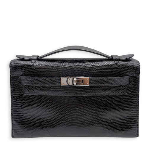 Kelly Pochette Black in Lizard Varanus Niloticus Ruthenium hardware CL2509-15365 1