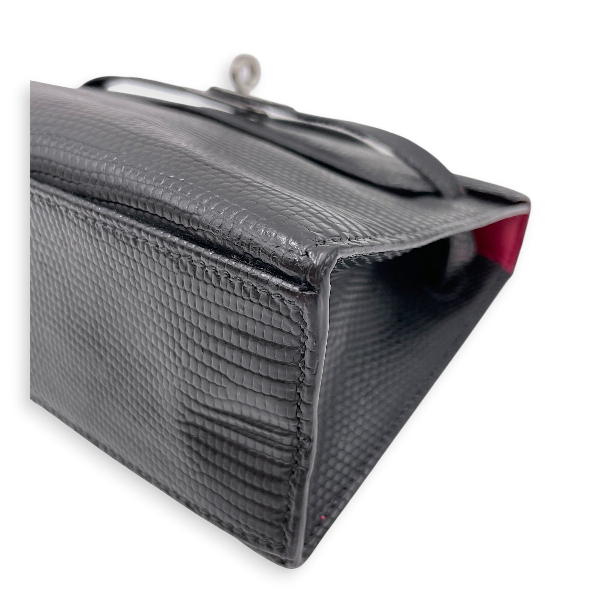 Kelly Pochette Black in Lizard Varanus Niloticus Ruthenium hardware CL2509-15365 10