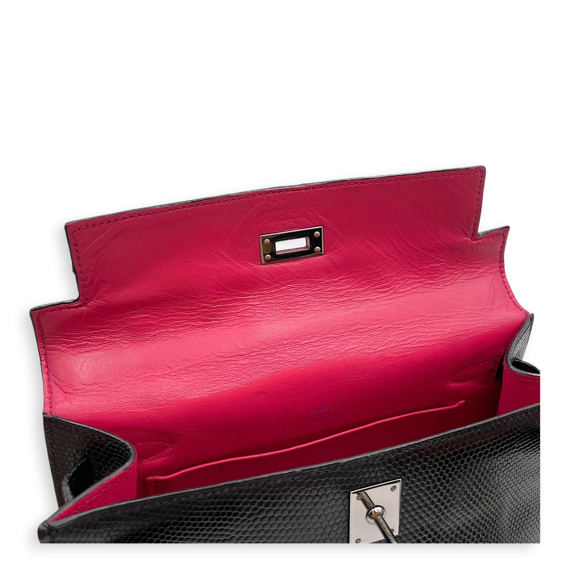 Kelly Pochette Black in Lizard Varanus Niloticus Ruthenium hardware CL2509-15365 12