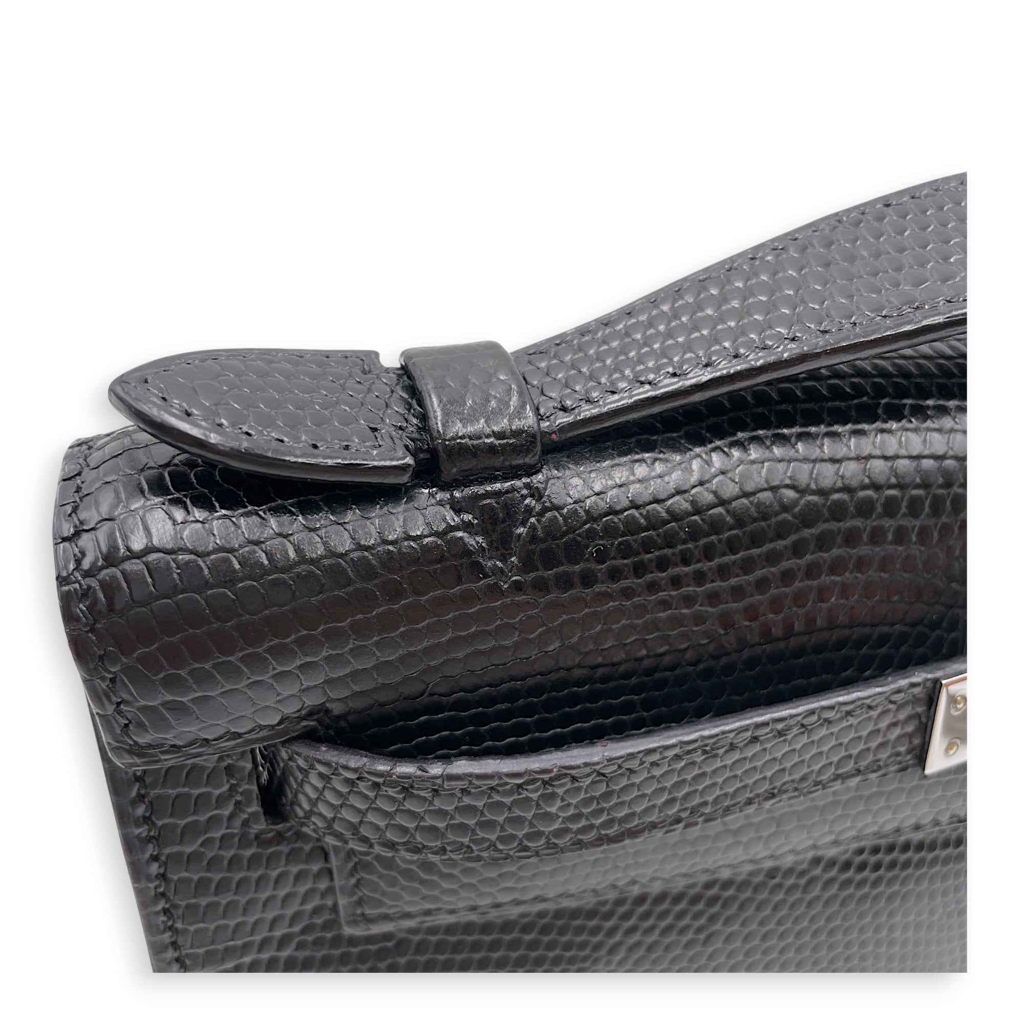 Kelly Pochette Black in Lizard Varanus Niloticus Ruthenium hardware CL2509-15365 13