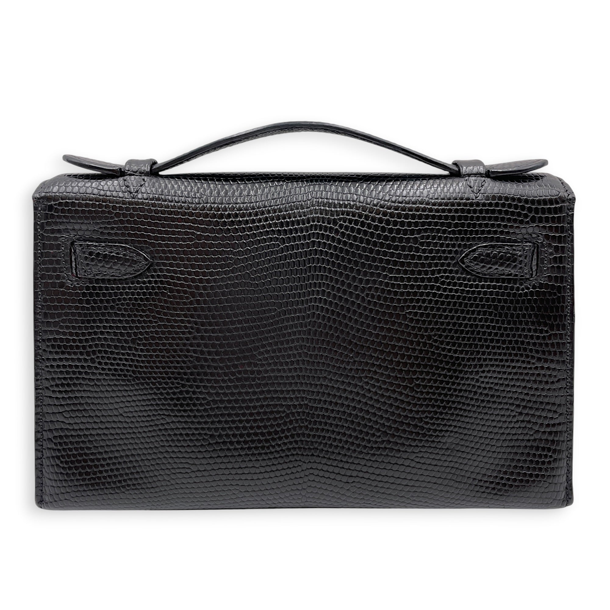 Kelly Pochette Black in Lizard Varanus Niloticus Ruthenium hardware CL2509-15365 5