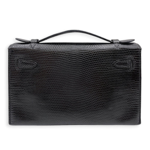 Kelly Pochette Black in Lizard Varanus Niloticus Ruthenium hardware CL2509-15365 5
