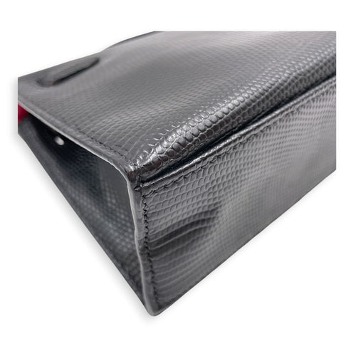 Kelly Pochette Black in Lizard Varanus Niloticus Ruthenium hardware CL2509-15365 9