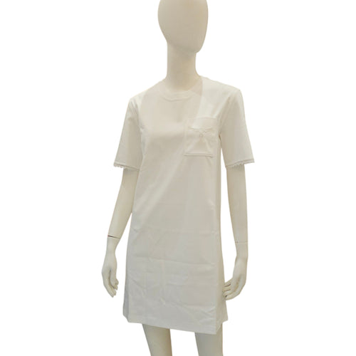 Embroidered-Pocket Flared Dress 34 White Ready-To-Wear CL2510-16238 1
