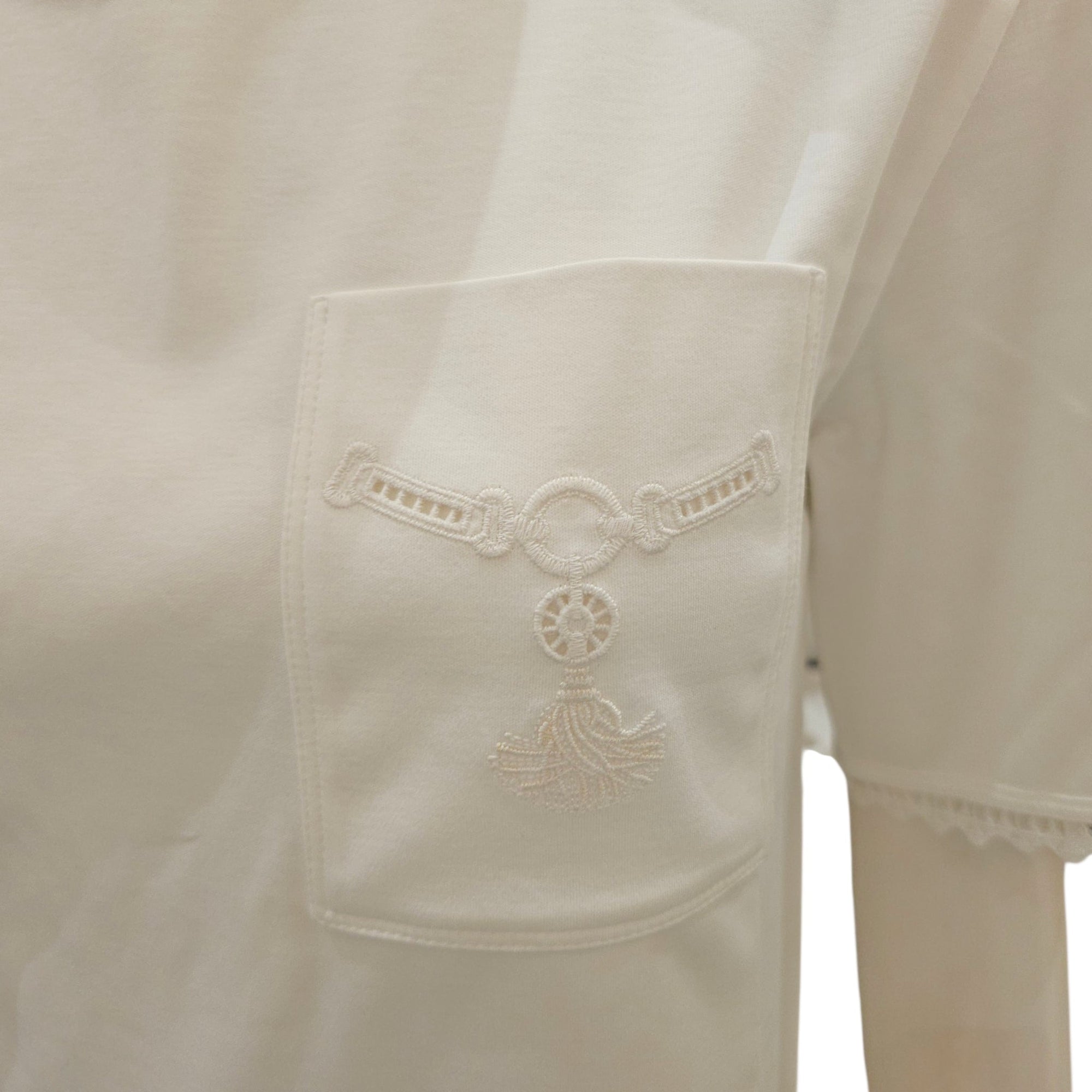 Embroidered-Pocket Flared Dress 34 White Ready-To-Wear CL2510-16238 3
