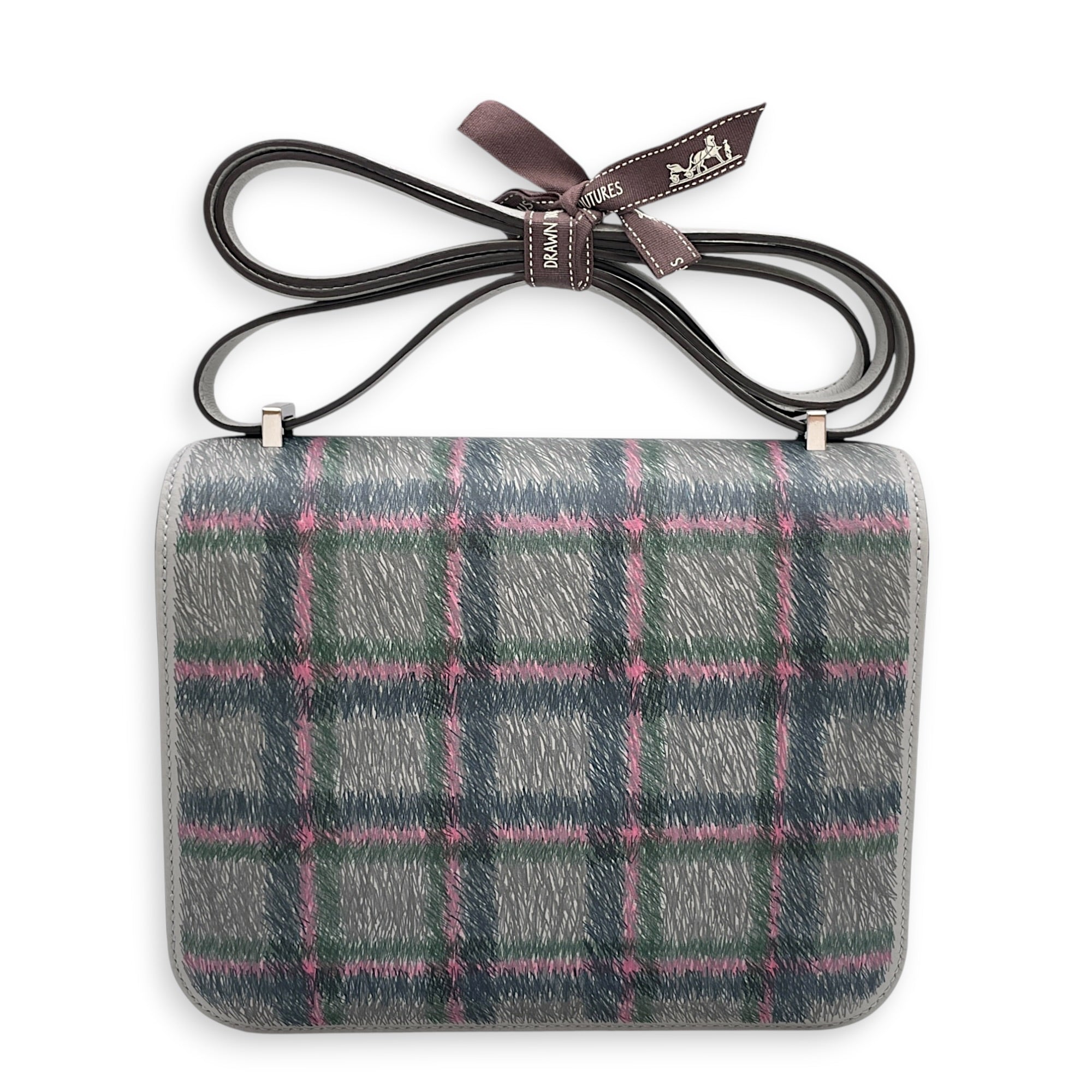 Constance Mirror Tartan Mini Blue Glacier/Blue Prusse-Bubblegum in Swift Palladium hardware CL2510-16567 2