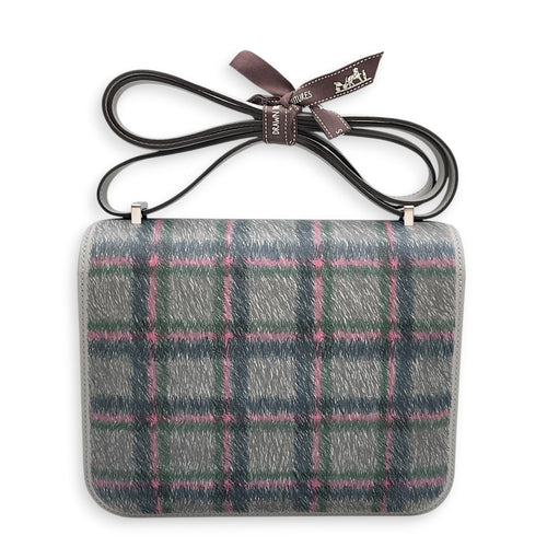 Constance Mirror Tartan Mini Blue Glacier/Blue Prusse-Bubblegum in Swift Palladium hardware CL2510-16567 2