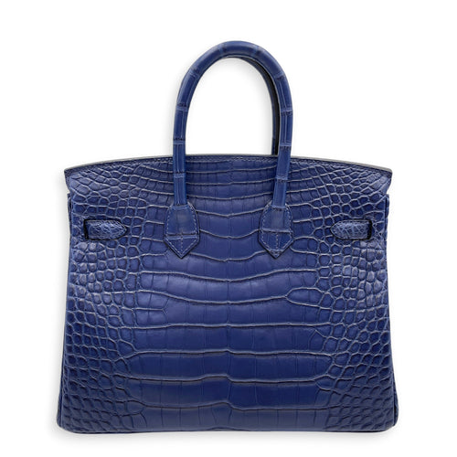Birkin 25 Blue Saphir in Matte Alligator Palladium hardware CL2510-16608 2
