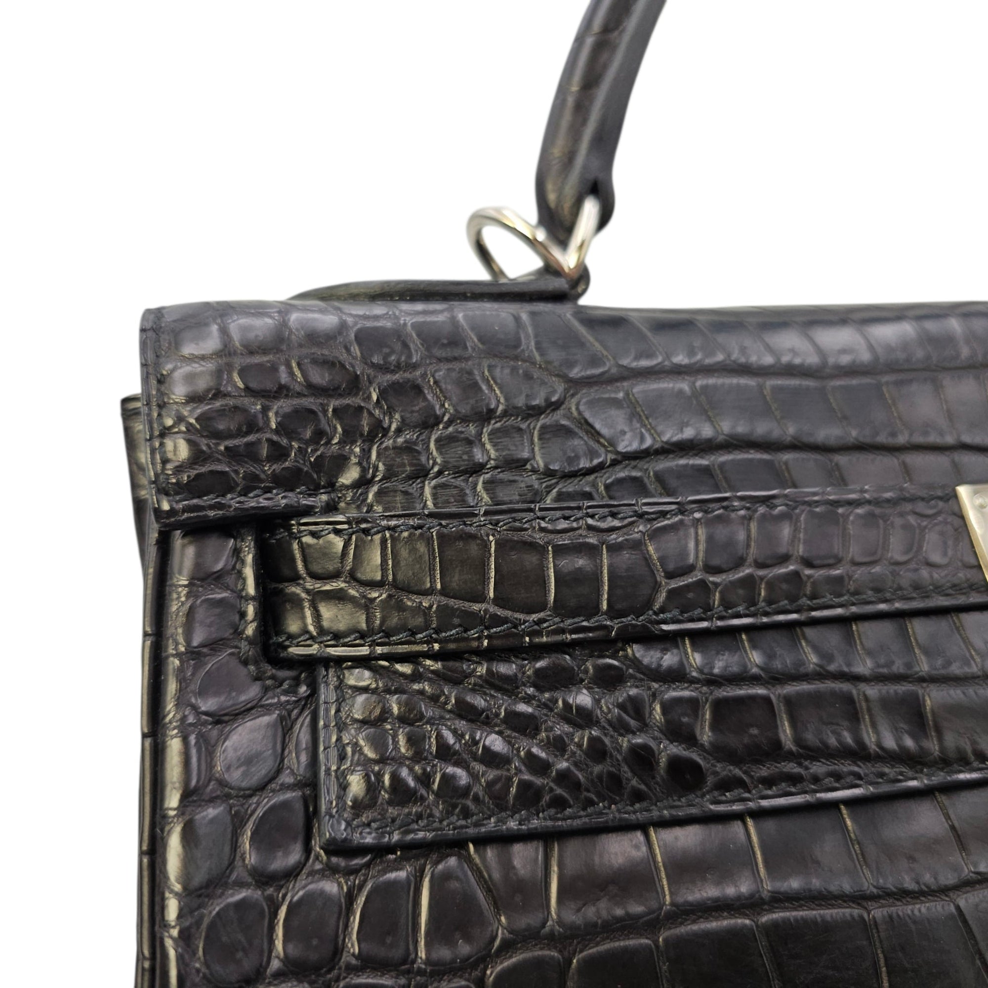 Kelly 32 Black in Matte Porosus Palladium hardware CL2511-16879 12