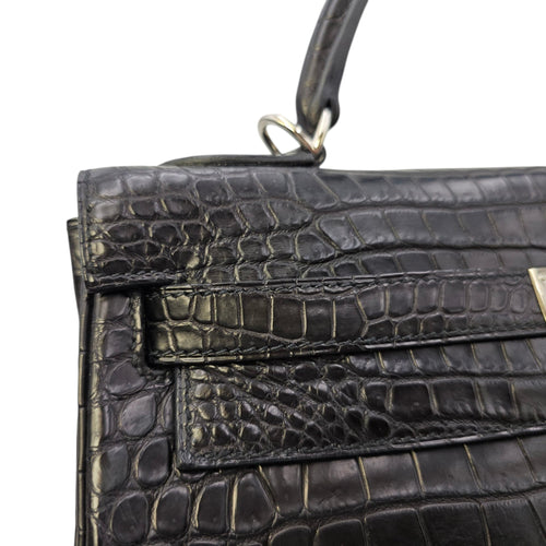 Kelly 32 Black in Matte Porosus Palladium hardware CL2511-16879 12