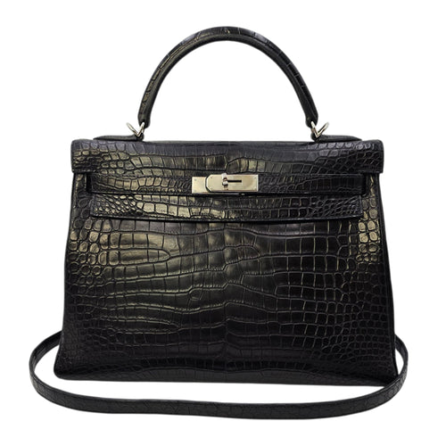 Kelly 32 Black in Matte Porosus Palladium hardware CL2511-16879 15