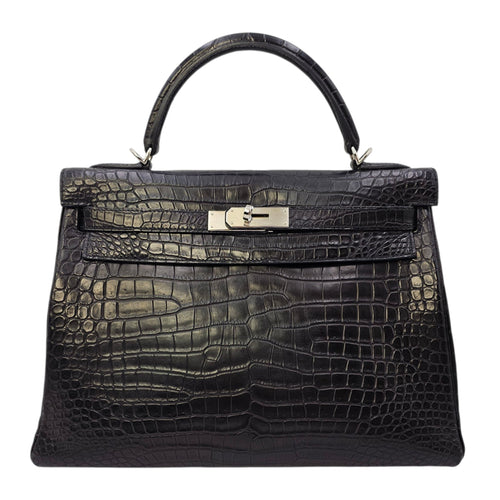 Kelly 32 Black in Matte Porosus Palladium hardware CL2511-16879 1