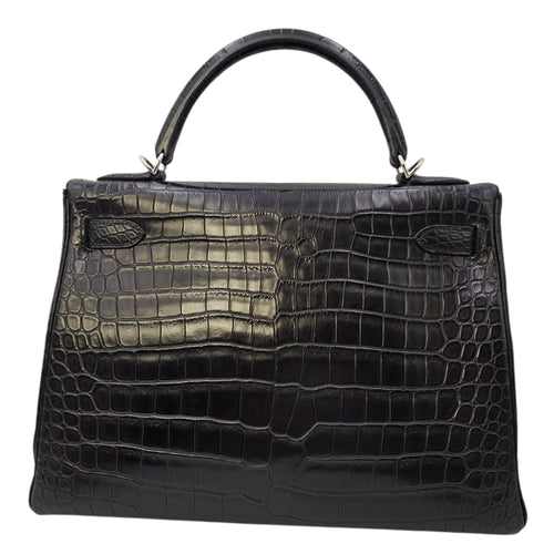 Kelly 32 Black in Matte Porosus Palladium hardware CL2511-16879 2