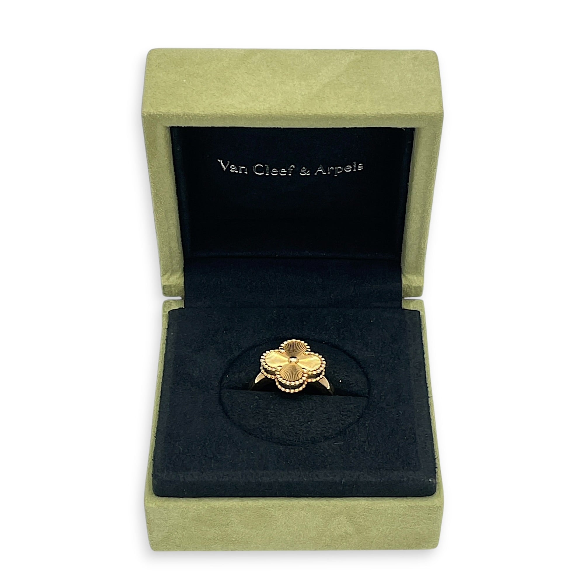 Vintage Alhambra 55 Ring in Guilloche Gold Hardware CL2511-16926 4