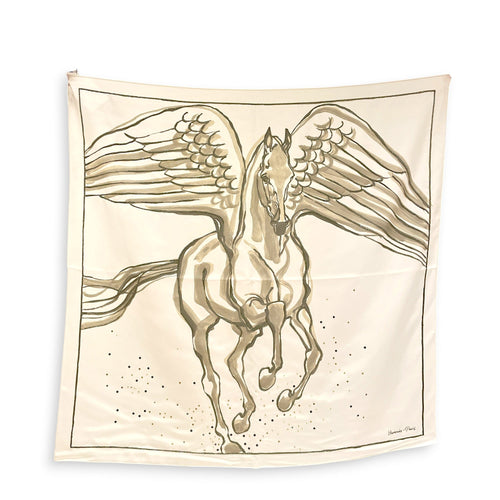 Libre Comme Pegase embroidered 90 Gris Argent/Blanc Scarf CL2511-16976 1
