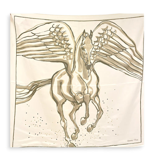Libre Comme Pegase embroidered 90 Gris Argent/Blanc Scarf CL2511-16976 2
