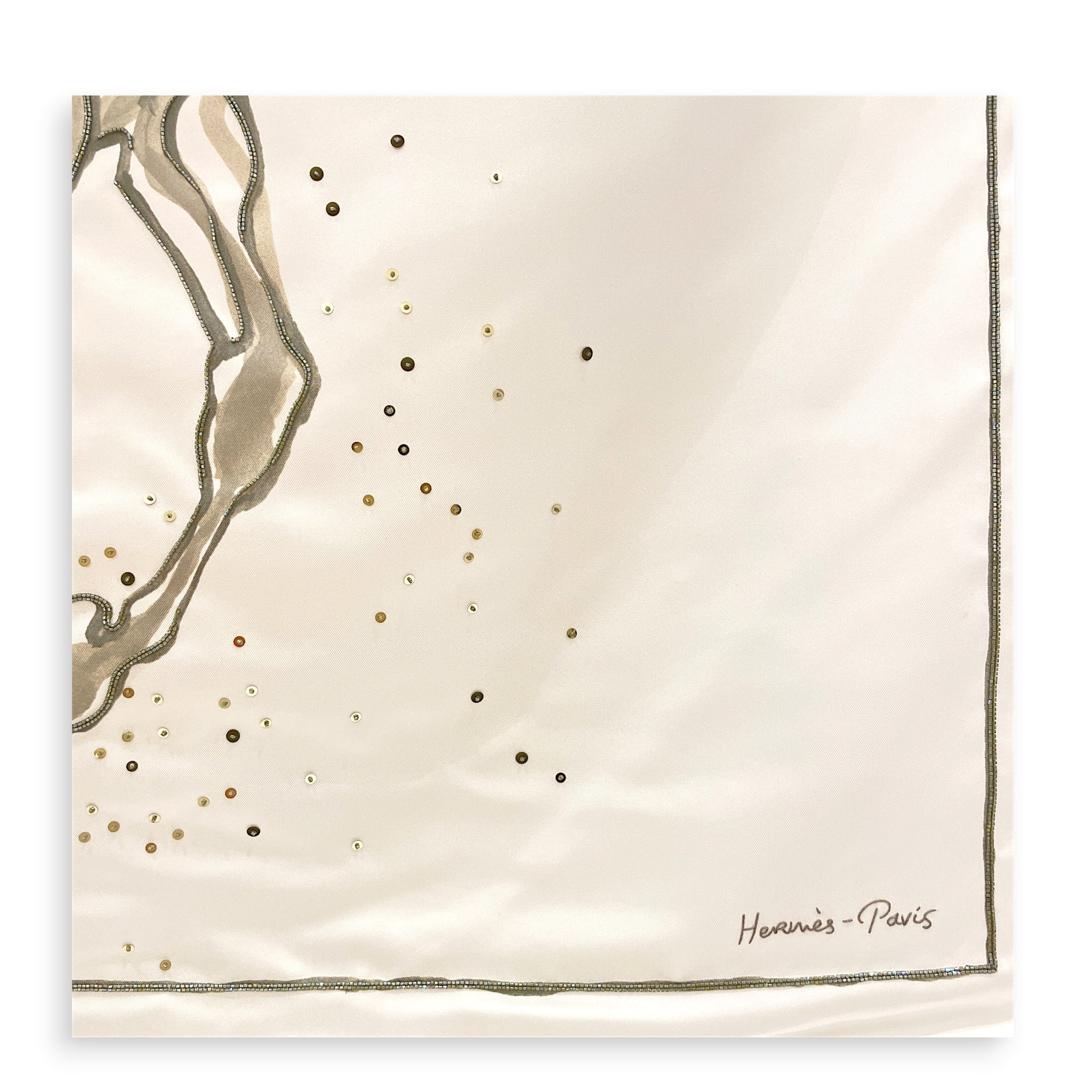 Libre Comme Pegase embroidered 90 Gris Argent/Blanc Scarf CL2511-16976 3