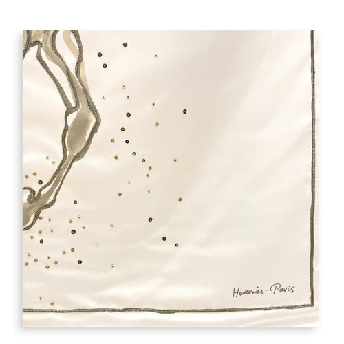 Libre Comme Pegase embroidered 90 Gris Argent/Blanc Scarf CL2511-16976 3