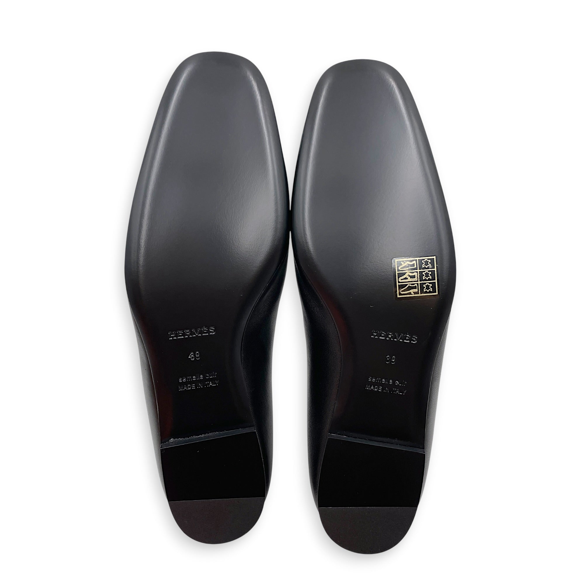 Lilia 39 Black Ballet Flats in Nappa Palladium hardware CL2511-17000 2