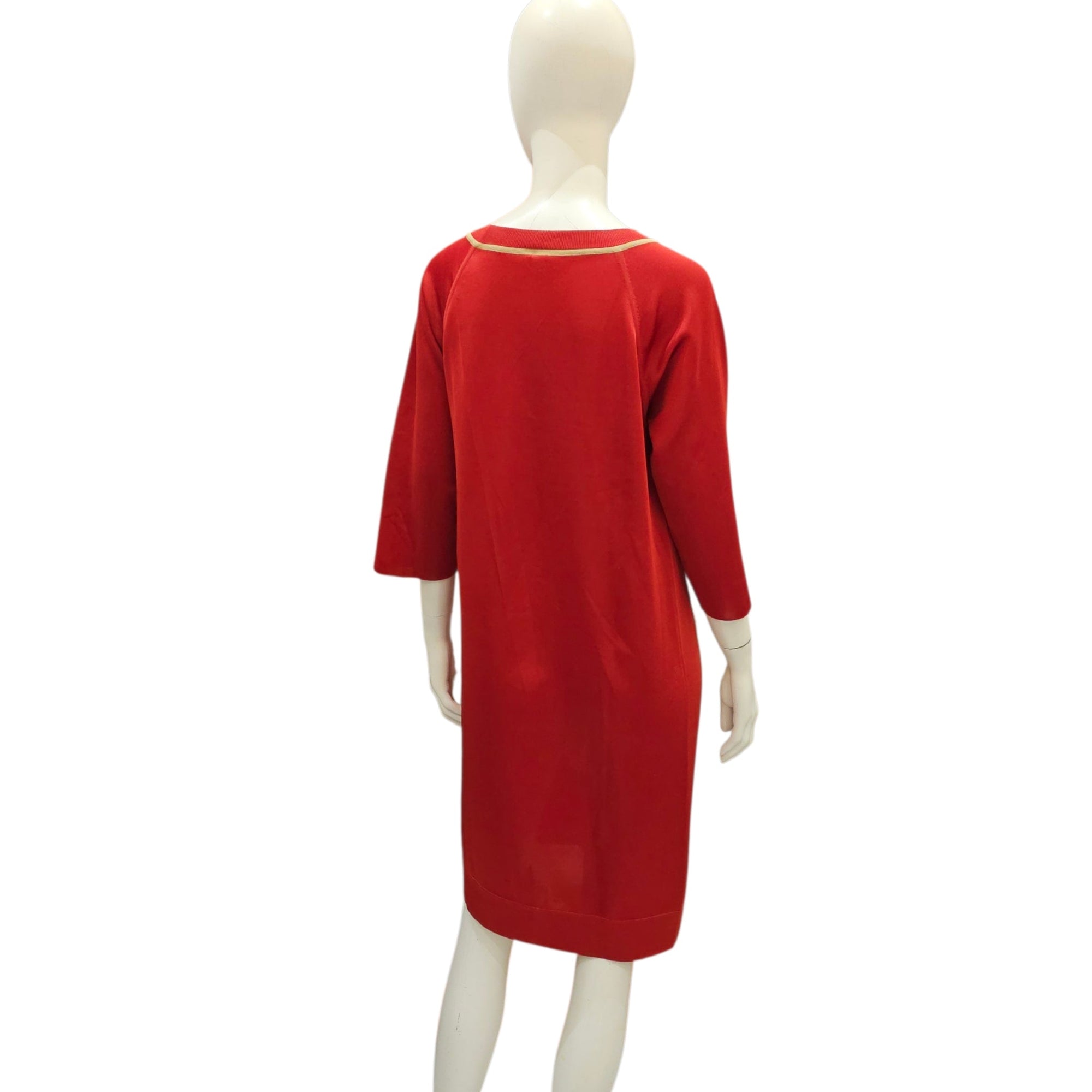Woven Dress 38 Red and Gold Ready-To-Wear in Silk CL2511-17215 2