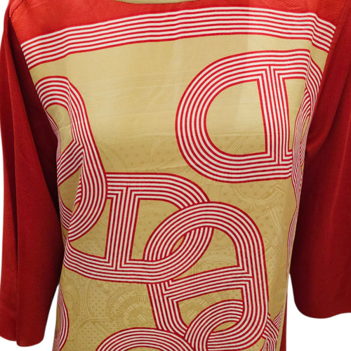 Woven Dress 38 Red and Gold Ready-To-Wear in Silk CL2511-17215 3