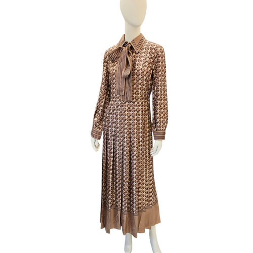 GG Twill Shirt Dress 42 Brown Ready-To-Wear in Silk CL2511-17228 1
