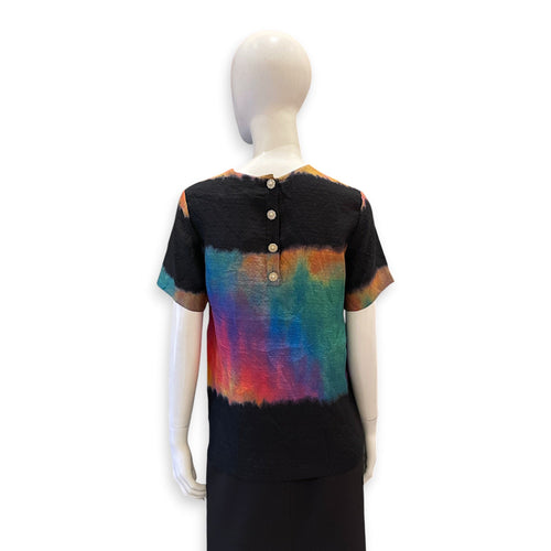 Rainbow Tie-Dye Blouse 34 Black Ready-To-Wear in Silk Gold hardware CL2511-17230 2