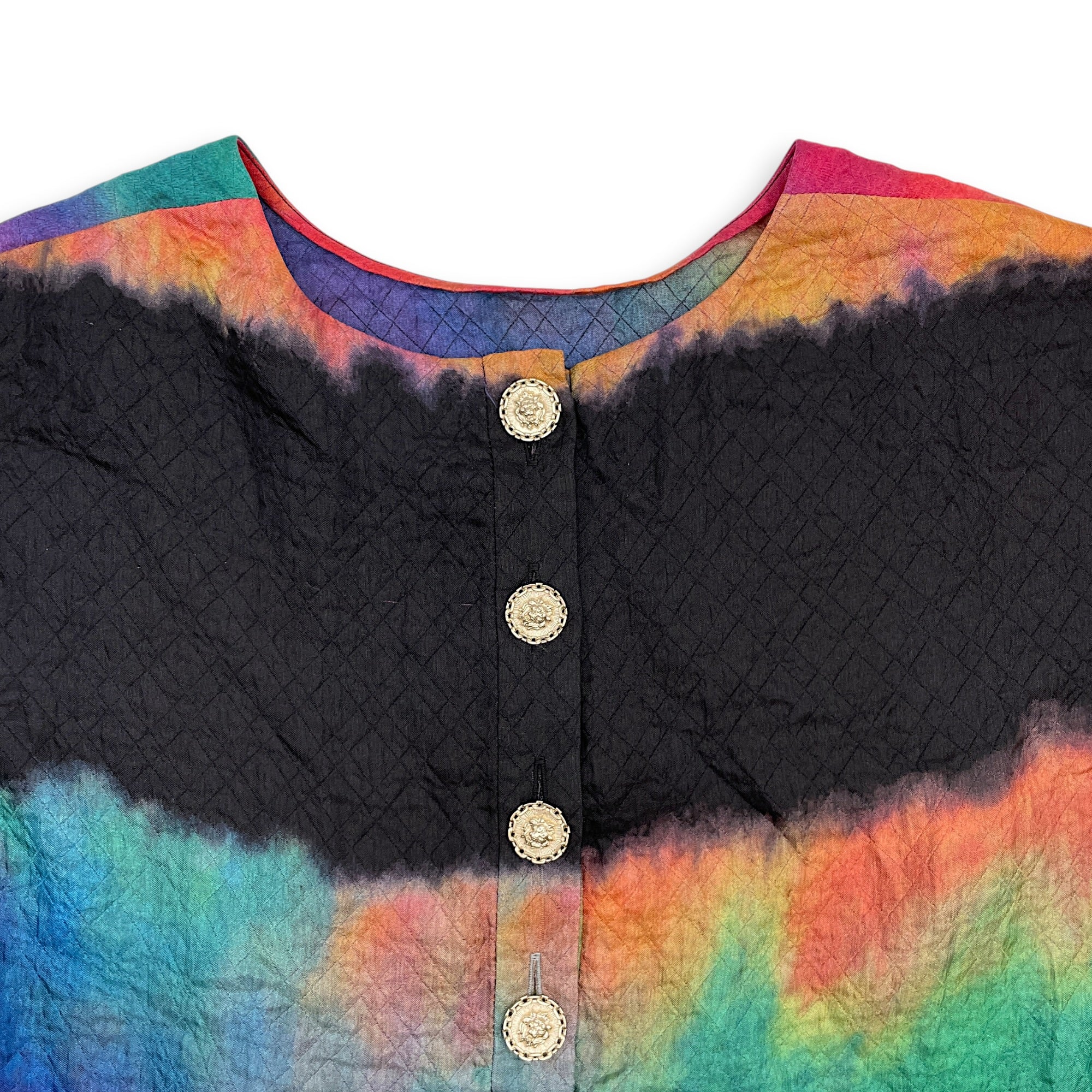 Rainbow Tie-Dye Blouse 34 Black Ready-To-Wear in Silk Gold hardware CL2511-17230 3