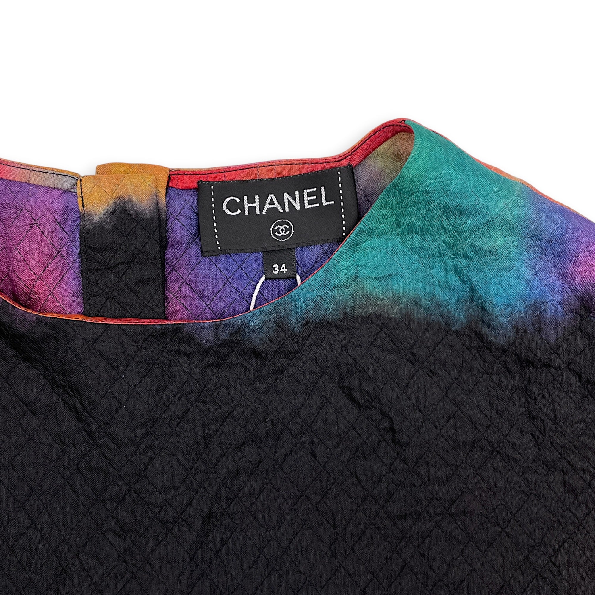 Rainbow Tie-Dye Blouse 34 Black Ready-To-Wear in Silk Gold hardware CL2511-17230 4