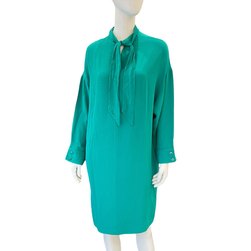 Tie-Front Dress 38 Green Ready-To-Wear in Silk CL2511-17232 1