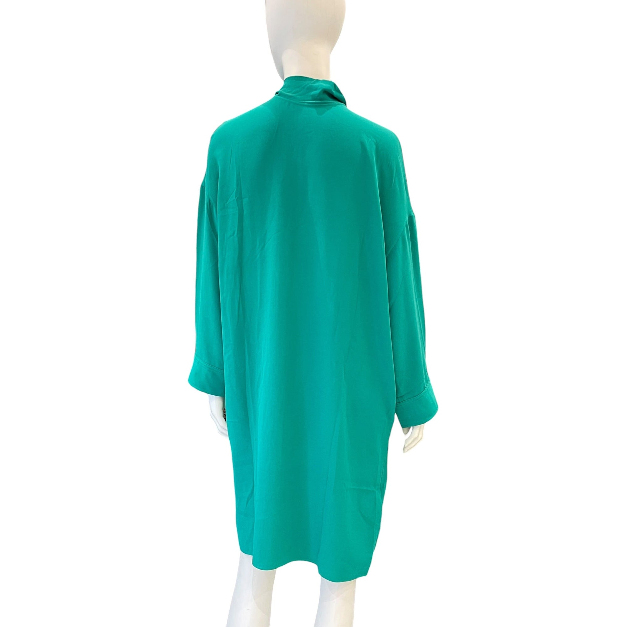Tie-Front Dress 38 Green Ready-To-Wear in Silk CL2511-17232 2